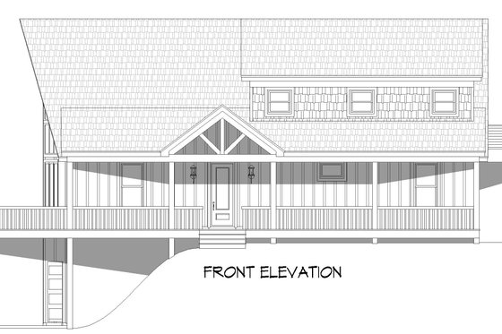 Exterior - Front Elevation 3 for Southern House Plan #932-813 - 3 bed, 2 bath