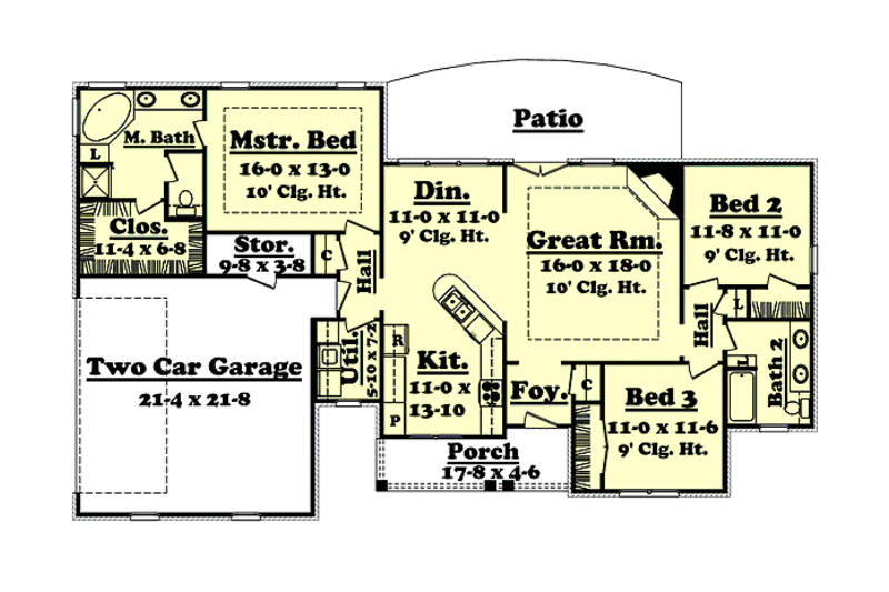 Dream House Plan - Floor Plan - Main Floor for Traditional House Plan #430-16 - 3 bed, 2 bath