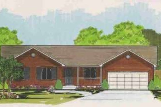 Exterior - Front Elevation for Ranch House Plan #308-140 - 3 bed, 2 bath