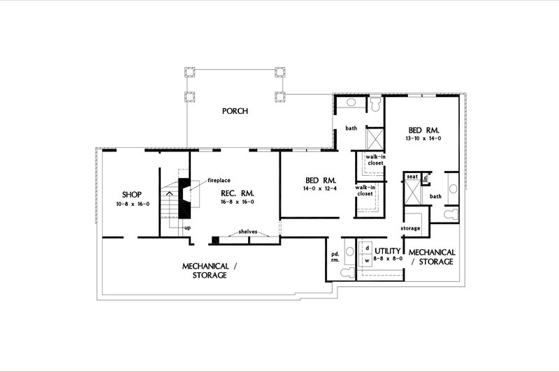 Home Plan - Floor Plan - Lower Floor for Farmhouse House Plan #929-1160 - 4 bed, 4.5 bath