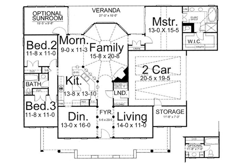 Home Plan - Floor Plan - Main Floor for European House Plan #119-243 - 3 bed, 2 bath