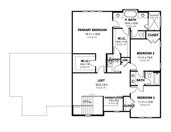 Contemporary Floor Plan - Upper Floor Plan #1080-33