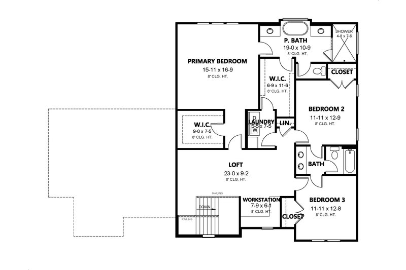House Blueprint - Floor Plan - Upper Floor for Contemporary House Plan #1080-33 - 4 bed, 3.5 bath