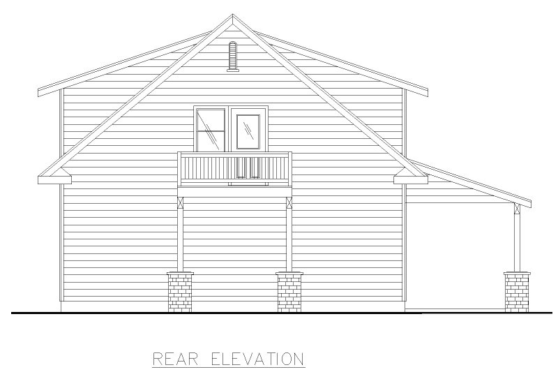 House Design - Exterior - Rear Elevation for Traditional House Plan #117-1070 - 2 bed, 1.5 bath