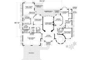 Floor Plan - Main Floor for Mediterranean House Plan #420-194 - 4 bed, 5.5 bath