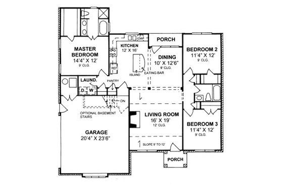 Floor Plan - Main Floor for Traditional House Plan #20-361 - 3 bed, 2 bath
