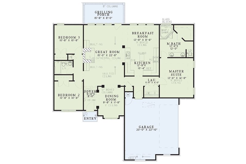 House Blueprint - Floor Plan - Main Floor for European House Plan #17-2127 - 3 bed, 2 bath