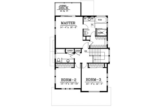 Floor Plan - Upper Floor for Cottage House Plan #100-402 - 3 bed, 2.5 bath
