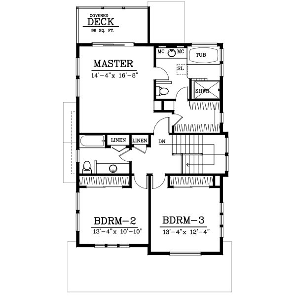 Cottage Floor Plan - Upper Floor Plan #100-402