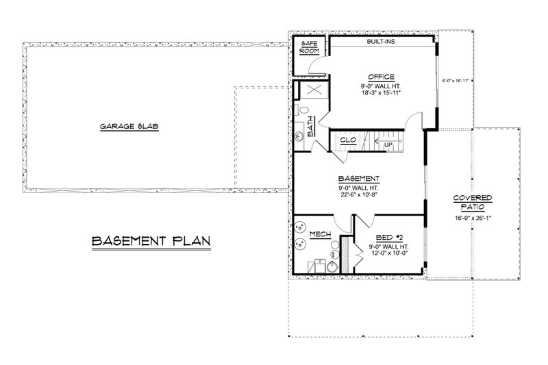 House Blueprint - Floor Plan - Lower Floor for Contemporary House Plan #1064-448 - 1 bed, 2 bath