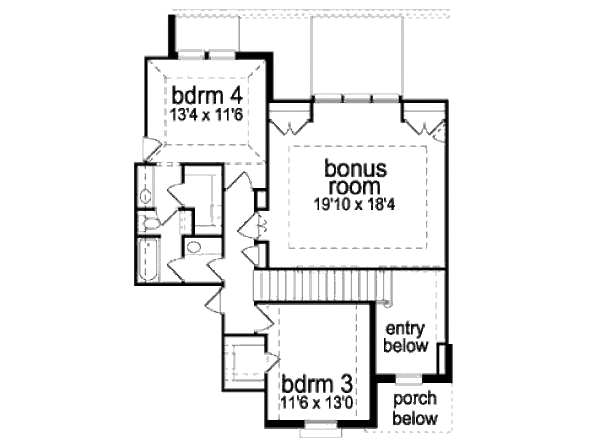 Traditional Floor Plan - Upper Floor Plan #84-277