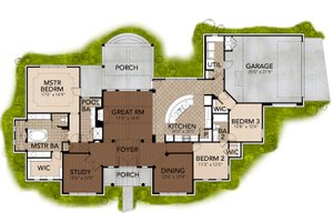 Floor Plan - Main Floor for Mediterranean House Plan #80-163 - 3 bed, 3 bath