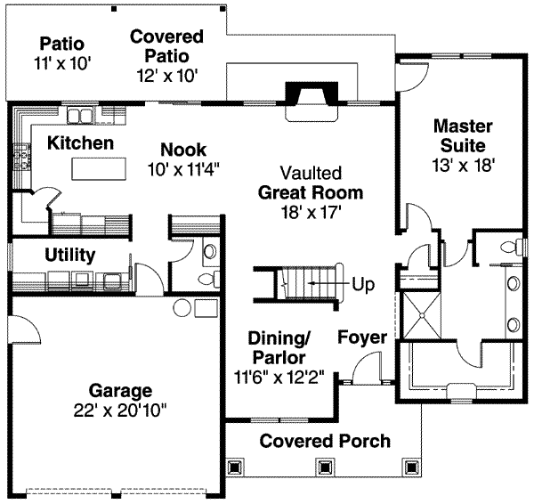 Craftsman Floor Plan - Main Floor Plan #124-564