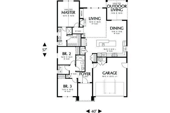 Craftsman style Plan 48-598 main floor