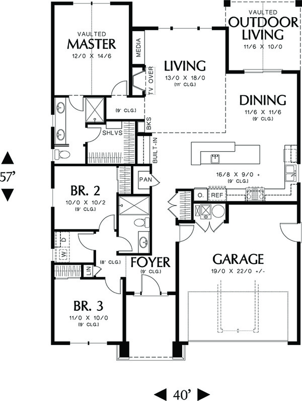 Architectural House Design - Craftsman style Plan 48-598 main floor