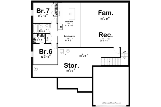 Floor Plan - Lower Floor for Traditional House Plan #455-390 - 5 bed, 3 bath