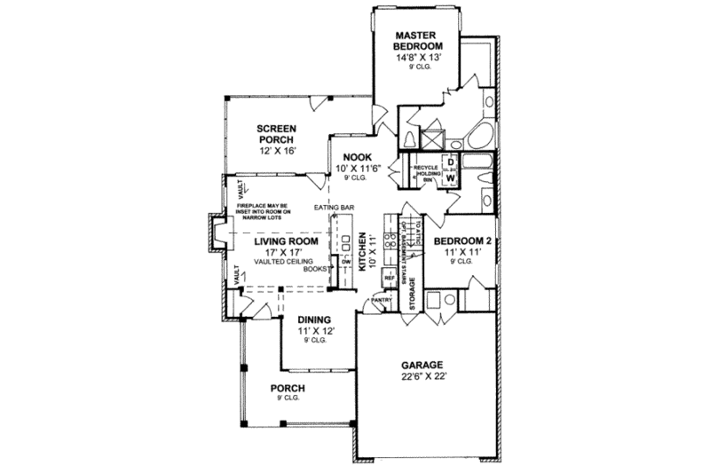 Home Plan - Floor Plan - Main Floor for Traditional House Plan #20-1594 - 2 bed, 2 bath