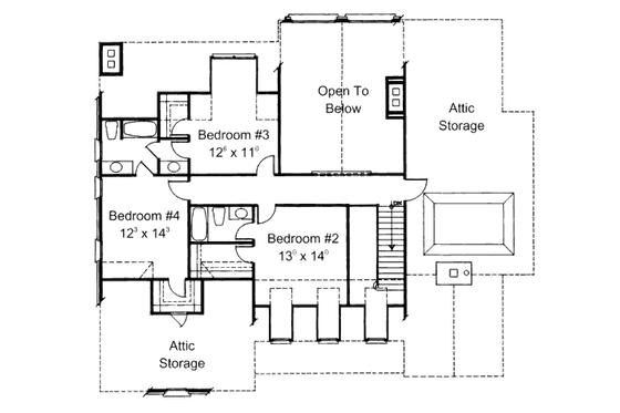 Floor Plan - Upper Floor for Traditional House Plan #429-3 - 4 bed, 3.5 bath