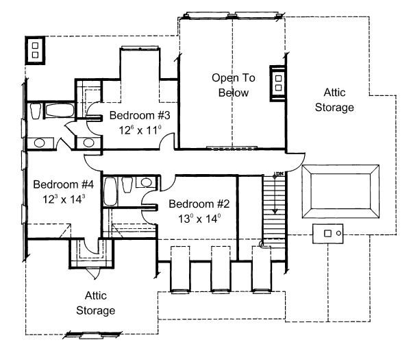 Traditional Floor Plan - Upper Floor Plan #429-3
