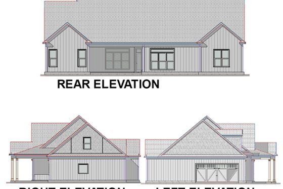 Exterior - Rear Elevation for Country House Plan #63-270 - 4 bed, 3 bath