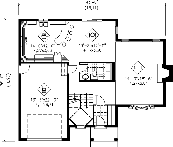 Traditional Floor Plan - Main Floor Plan #25-2161