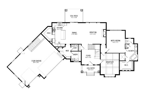 Floor Plan - Main Floor for Craftsman House Plan #920-10 - 6 bed, 4.5 bath