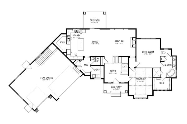 House Design - Craftsman Floor Plan - Main Floor Plan #920-10