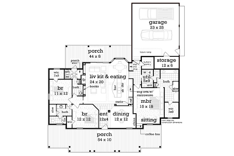 Home Plan - Floor Plan - Main Floor for Farmhouse House Plan #45-630 - 3 bed, 2.5 bath