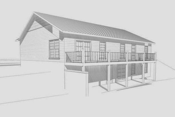 Exterior - Rear Elevation for Ranch House Plan #123-112 - 4 bed, 3 bath