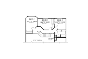 Floor Plan - Upper Floor for Ranch House Plan #60-362 - 4 bed, 3 bath