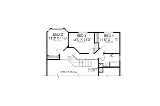 Floor Plan - Upper Floor for Ranch House Plan #60-362 - 4 bed, 3 bath