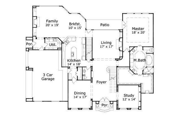 Floor Plan - Main Floor for European House Plan #411-788 - 4 bed, 3.5 bath