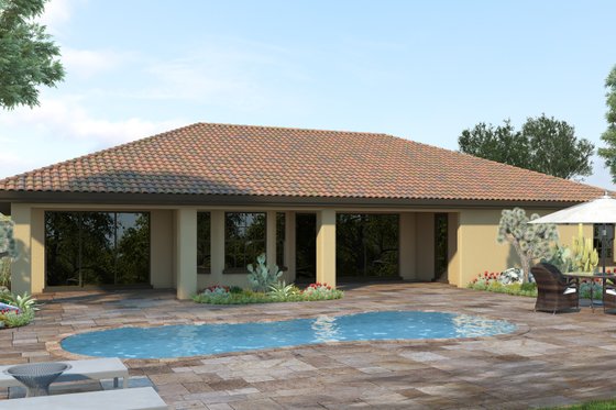 Exterior - Rear Elevation for Mediterranean House Plan #930-299 - 3 bed, 2 bath