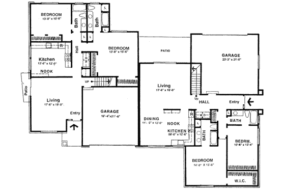 Floor Plan - Main Floor for Ranch House Plan #303-125 - 2 bed, 2 bath