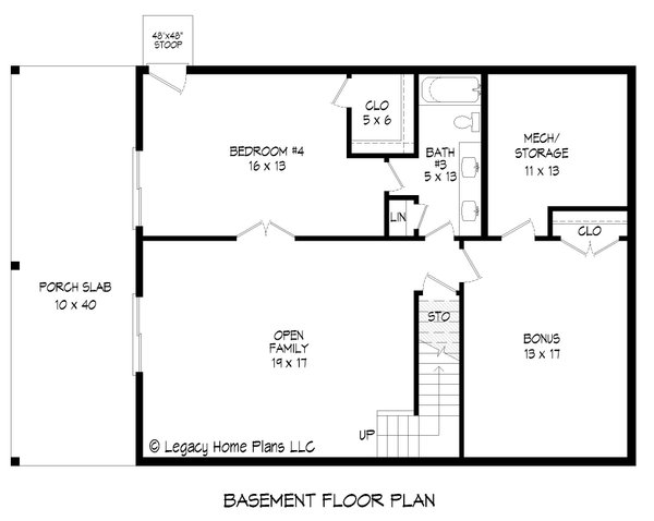 Southern Floor Plan - Lower Floor Plan #932-841