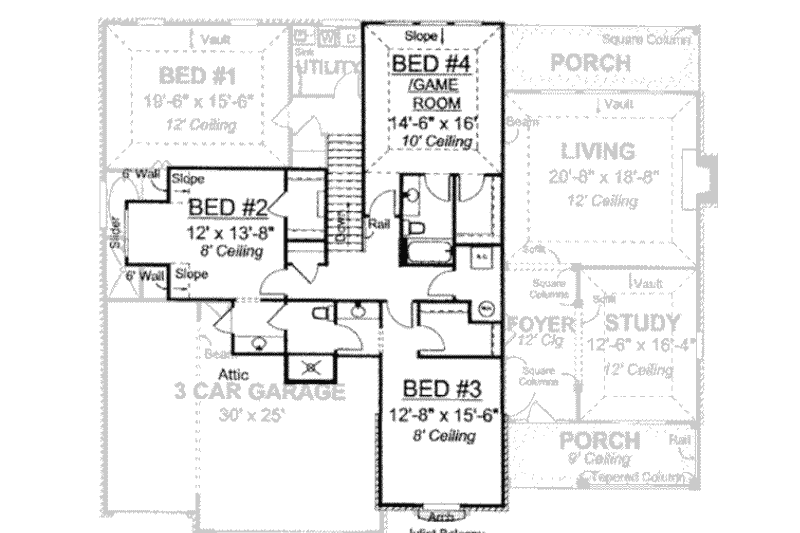 Home Plan - Floor Plan - Upper Floor for European House Plan #20-1679 - 4 bed, 4 bath