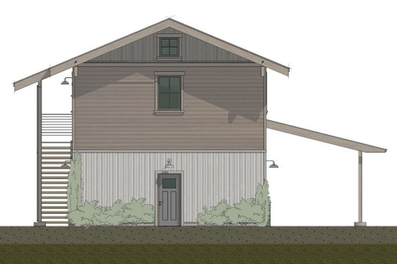Exterior - Rear Elevation for Cabin House Plan #910-3 - 1 bed, 2 bath