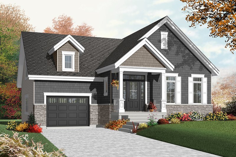 House Blueprint - Exterior - Front Elevation 3 for Craftsman House Plan #23-2386 - 1 bed, 1 bath