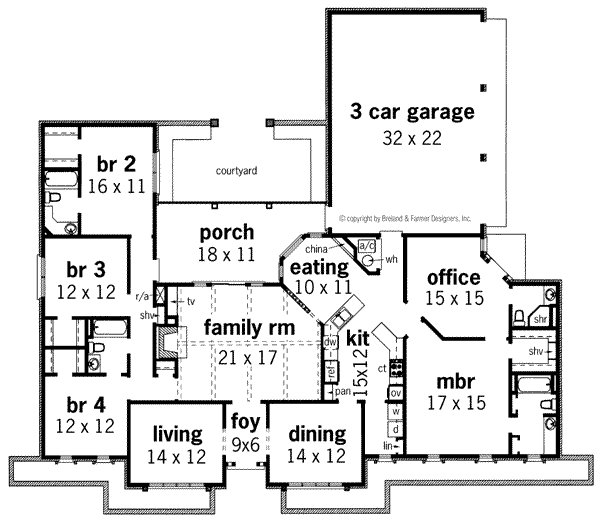 Architectural House Design - Traditional Floor Plan - Main Floor Plan #45-150