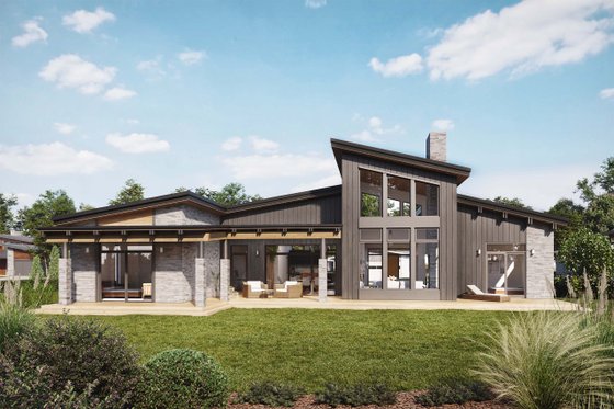 Exterior - Rear Elevation for Contemporary House Plan #924-19 - 3 bed, 2 bath