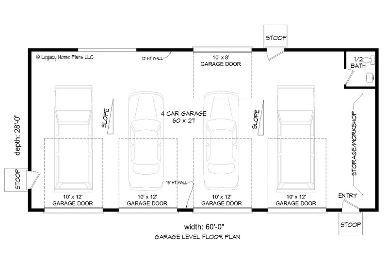 Architectural House Design - Floor Plan - Main Floor for Contemporary House Plan #932-736, 0.5 bath