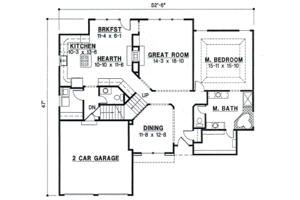 Floor Plan - Main Floor for European House Plan #67-713 - 3 bed, 2 bath