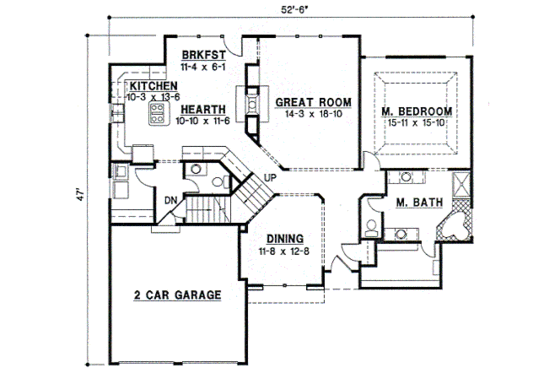 Floor Plan - Main Floor for European House Plan #67-713 - 3 bed, 2 bath