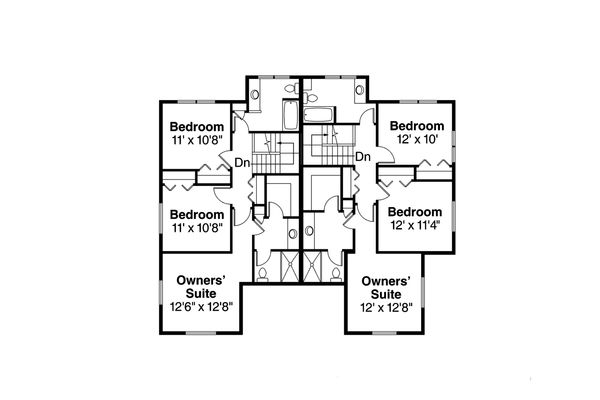 Country Floor Plan - Upper Floor Plan #124-1077