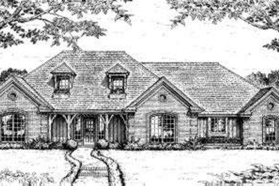 Exterior - Front Elevation for European House Plan #310-205 - 4 bed, 3 bath