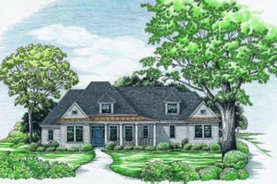 Exterior - Front Elevation 3 for Traditional House Plan #20-684 - 4 bed, 3 bath