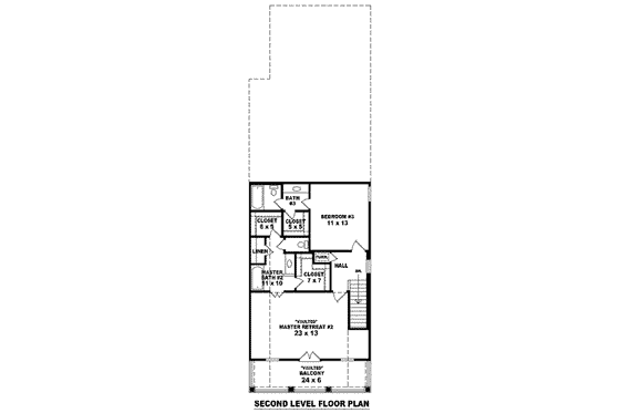Floor Plan - Upper Floor for Southern House Plan #81-1381 - 3 bed, 3.5 bath