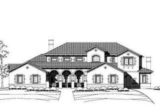 Exterior - Front Elevation for Mediterranean House Plan #411-122 - 4 bed, 4.5 bath