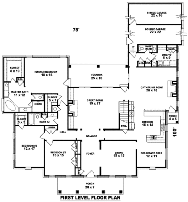 Southern Floor Plan - Main Floor Plan #81-1346