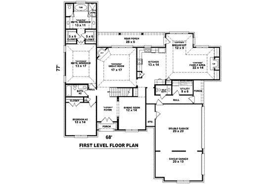Floor Plan - Main Floor for Traditional House Plan #81-1211 - 4 bed, 3.5 bath
